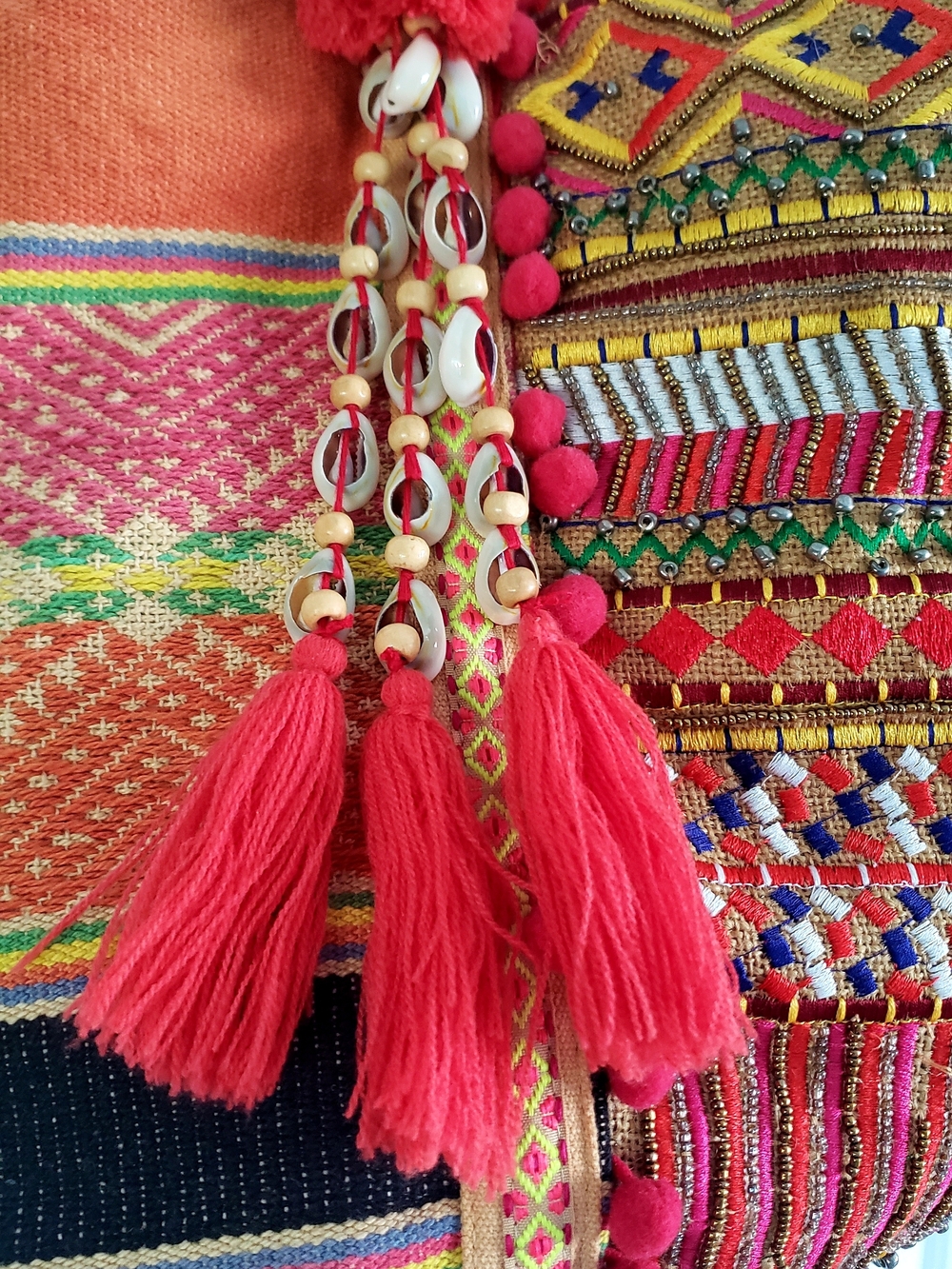 Tribal, Beautiful,America & Beyond Handcrafted, Embellished, Boho-Style Tote Bag - Picture 14 of 16